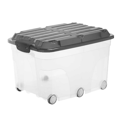 ROTHO-CONTENITORE-Compact-con-RUOTE-57Lt-con-COPERCHIO-NERO