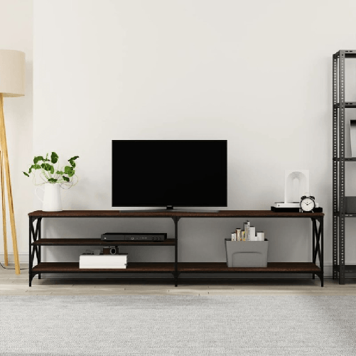 vidaXL-Mobile-TV-Rovere-Marrone-200x40x50cm-Legno-Multistrato-Metallo