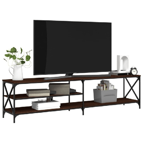 vidaXL-Mobile-TV-Rovere-Marrone-200x40x50cm-Legno-Multistrato-Metallo