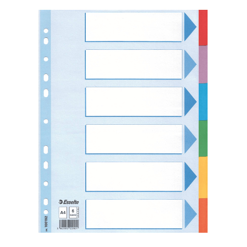 ESSELTE-Intercalare-cartoncino-6-tasti-colorati---f.to-A4-Esselte