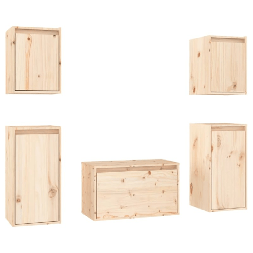 vidaXL-Mobili-Porta-TV-5-pz-in-Legno-Massello-di-Pino