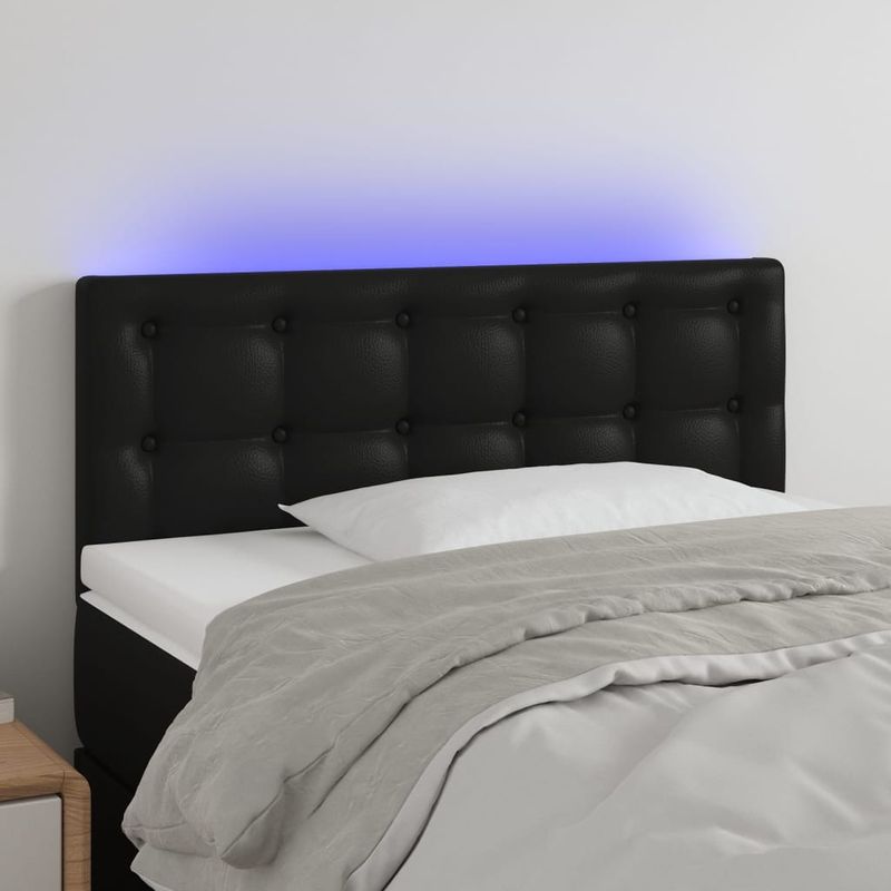 Testiera-a-LED-Nera-100x5x118-128-cm-in-Similpelle