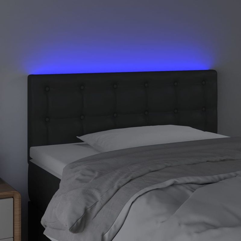 Testiera-a-LED-Nera-100x5x118-128-cm-in-Similpelle