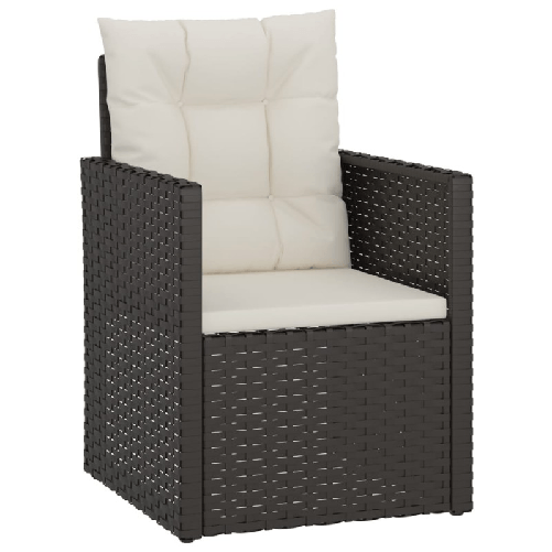 vidaXL-Poltrona-da-Giardino-con-Cuscini-Nera-in-Polyrattan