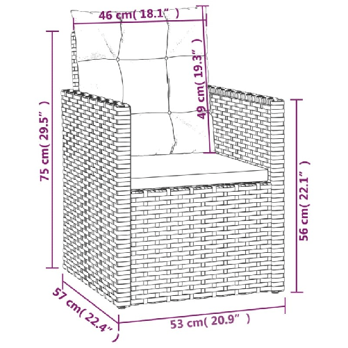 vidaXL-Poltrona-da-Giardino-con-Cuscini-Nera-in-Polyrattan
