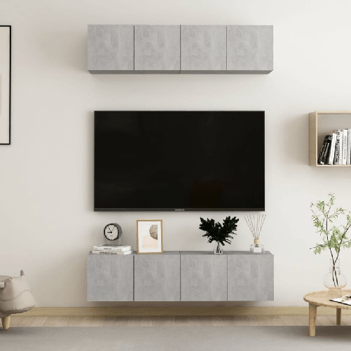 VidaXL Mobili TV 4 pz Grigio Cemento 60x30x30 cm in Truciolato