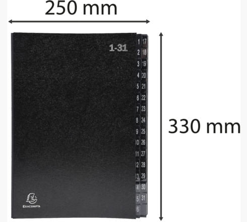 EXACOMPTA-Classificatore-numerico-1-31-Ordonator-per-A4-nero-25x33cm-Exacompta