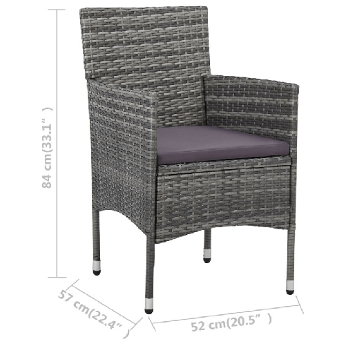 vidaXL-Sedie-da-Pranzo-per-Giardino-2-pz-in-Polyrattan-Grigio