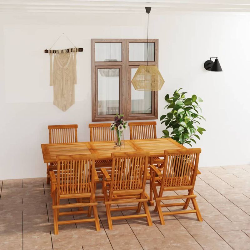 vidaXL-Set-da-Pranzo-da-Giardino-7-pz-in-Legno-Massello-di-Teak