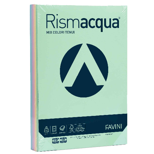 FAVINI-Carta-RISMACQUA-140gr-A4-200fg-mix-5-colori-FAVINI
