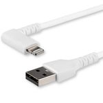 StarTech.com Cavo da USB-A a Lightening da 1m durevole - bianco ad angolo retto a 90° in fribra aramidica