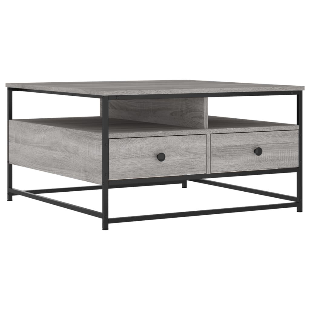 VidaXL Tavolino da Salotto Grigio Sonoma 80x80x45 cm Legno Multistrato