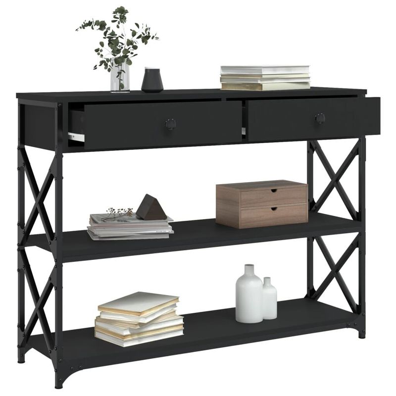 vidaXL-Tavolino-Consolle-Nero-100x28x75-cm-in-Legno-Multistrato