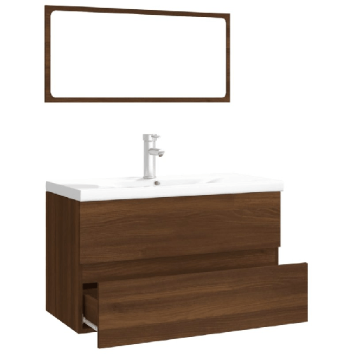 vidaXL-Set-Mobili-da-Bagno-Rovere-Marrone-in-Legno-Multistrato