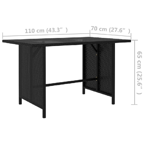 Tavolo-da-Pranzo-da-Giardino-Nero-110x70x65-cm-in-Polyrattan