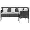 Divano-a-Forma-di-L-con-Cuscini-in-Polyrattan-Nero