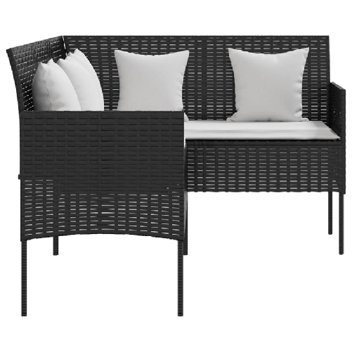 Divano-a-Forma-di-L-con-Cuscini-in-Polyrattan-Nero