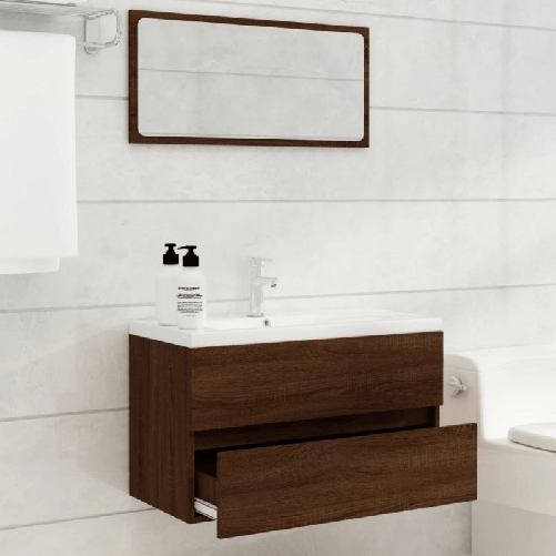 vidaXL-Set-Mobili-da-Bagno-2-pz-Rovere-Marrone-in-Legno-Multistrato