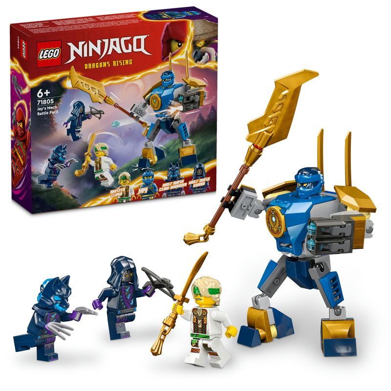 LEGO-NINJAGO-71805-Pack-Mech-da-Battaglia-di-Jay-Giochi-per-Bambini-6--Action-Figure-Giocattolo-da-Costruire-e-4-Minifigure