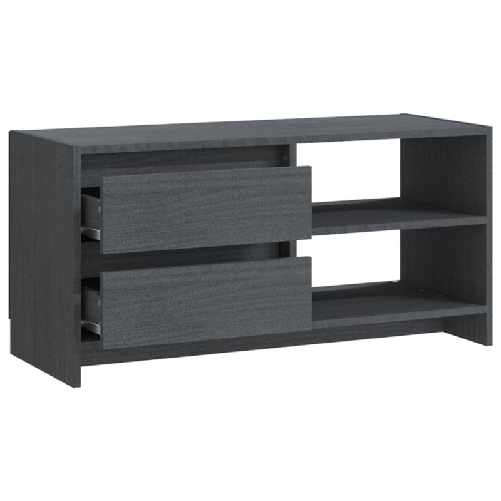 vidaXL-Mobile-Porta-TV-Grigio-80x31x39-cm-in-Legno-Massello-di-Pino