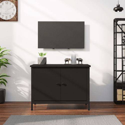 vidaXL-Mobile-Porta-TV-con-Ante-Nero-60x35x45-cm-in-Legno-Multistrato