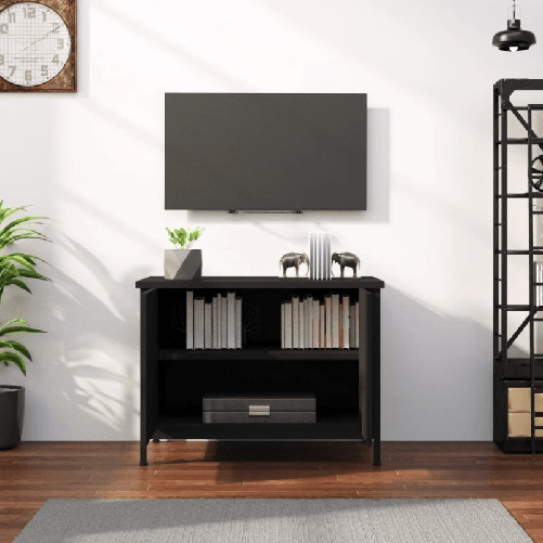 vidaXL-Mobile-Porta-TV-con-Ante-Nero-60x35x45-cm-in-Legno-Multistrato