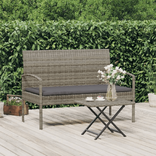 vidaXL-Panca-da-Giardino-con-Cuscino-Grigia-105-cm-in-Polyrattan