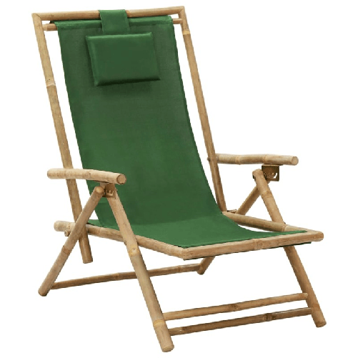vidaXL-Sedia-Reclinabile-Relax-Verde-in-Bambu-e-Tessuto