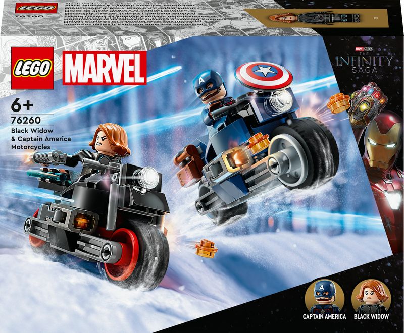 LEGO-Marvel-76260-Motociclette-di-Black-Widow-e-Captain-America-Set-Avengers-Age-of-Ultron-con-2-Supereroi-e-Moto-Giocattolo