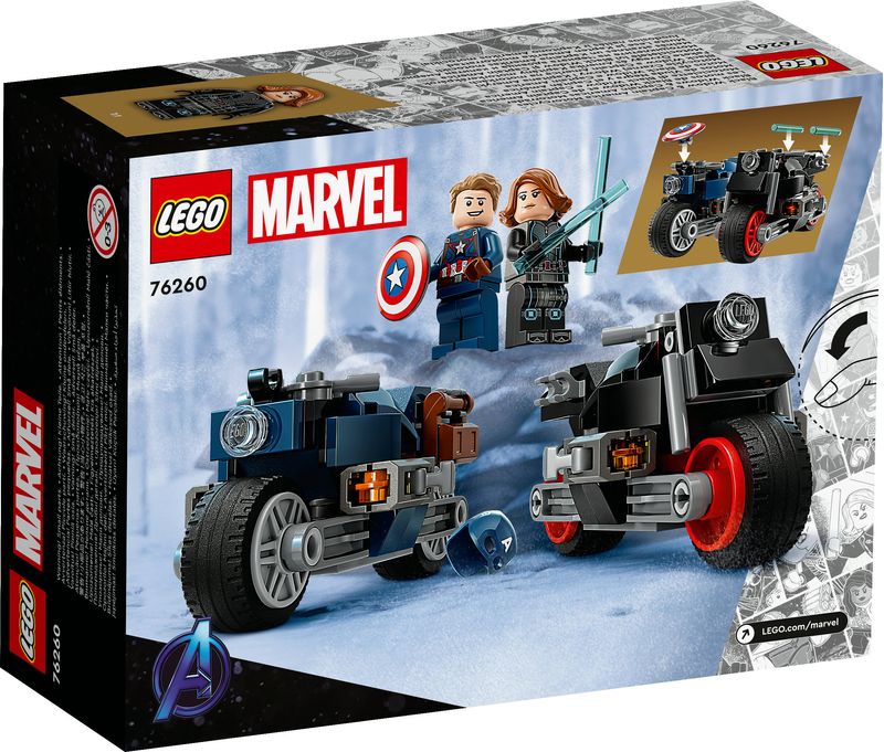 LEGO-Marvel-76260-Motociclette-di-Black-Widow-e-Captain-America-Set-Avengers-Age-of-Ultron-con-2-Supereroi-e-Moto-Giocattolo