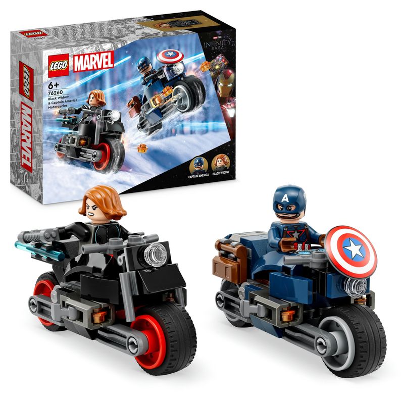 LEGO-Marvel-76260-Motociclette-di-Black-Widow-e-Captain-America-Set-Avengers-Age-of-Ultron-con-2-Supereroi-e-Moto-Giocattolo