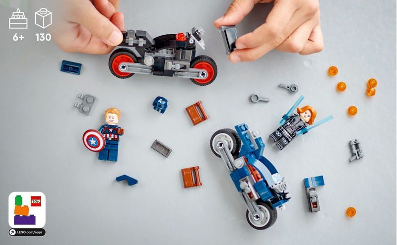 LEGO-Marvel-76260-Motociclette-di-Black-Widow-e-Captain-America-Set-Avengers-Age-of-Ultron-con-2-Supereroi-e-Moto-Giocattolo