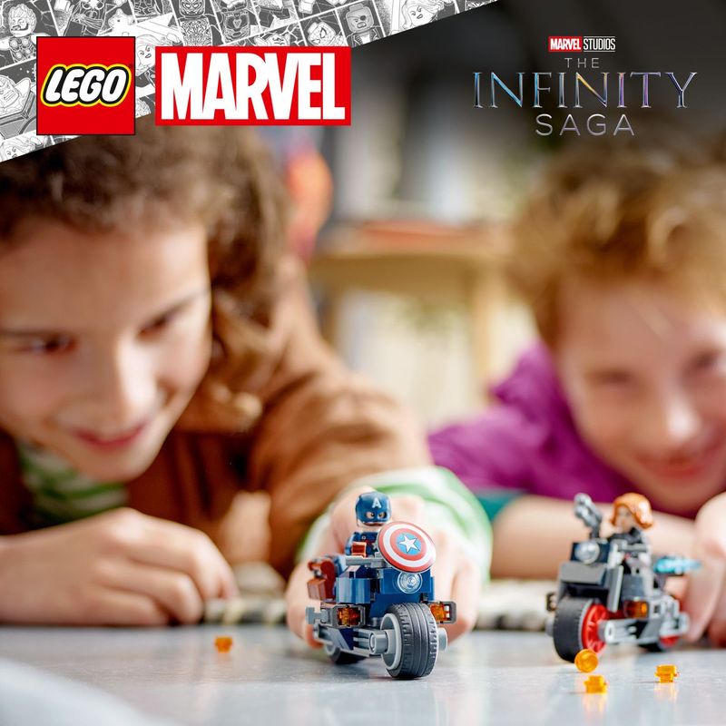 LEGO-Marvel-76260-Motociclette-di-Black-Widow-e-Captain-America-Set-Avengers-Age-of-Ultron-con-2-Supereroi-e-Moto-Giocattolo