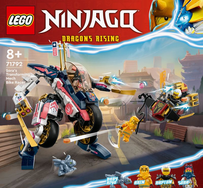 LEGO-NINJAGO-71792-Moto-Mech-Transformer-di-Sora-Set-Giochi-2in1-con-Action-Figure-Mech-Trasformabile-in-Moto-Giocattolo