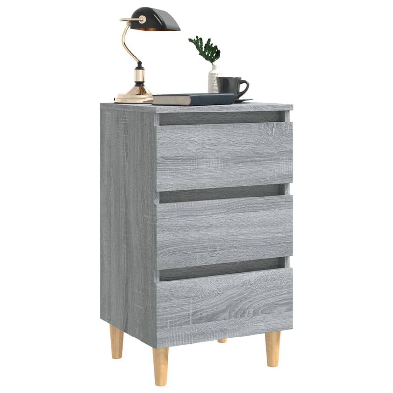 vidaXL-Comodino-con-Gambe-in-Legno-Massello-Grigio-Sonoma-40x35x69-cm