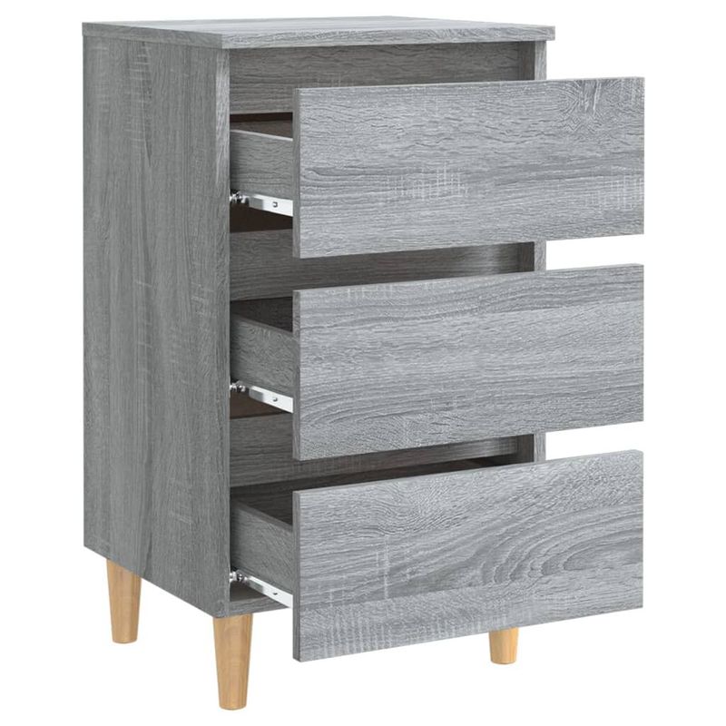 vidaXL-Comodino-con-Gambe-in-Legno-Massello-Grigio-Sonoma-40x35x69-cm