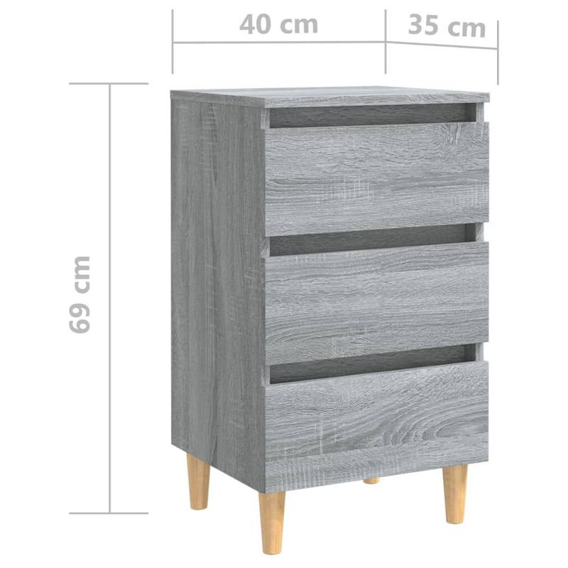 vidaXL-Comodino-con-Gambe-in-Legno-Massello-Grigio-Sonoma-40x35x69-cm