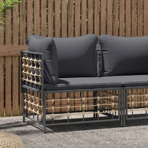 vidaXL-Divano-Angolare-da-Giardino-con-Cuscini-Polyrattan-Grigio-Scuro