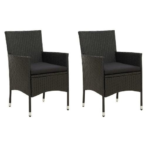 vidaXL-Sedie-da-Giardino-con-Cuscini-2-pz-in-Polyrattan-Nere