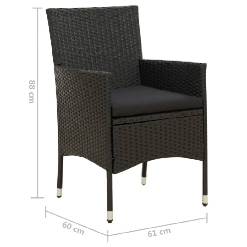 vidaXL-Sedie-da-Giardino-con-Cuscini-2-pz-in-Polyrattan-Nere