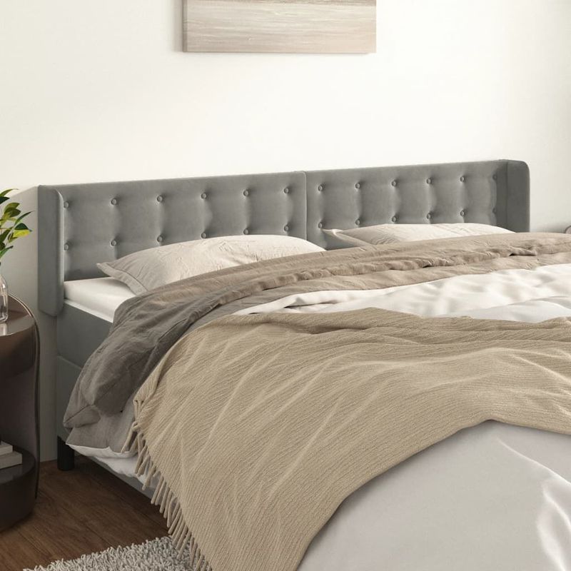 Testiera-ad-Orecchio-Grigio-Chiaro-203x16x78-88-cm-in-Velluto