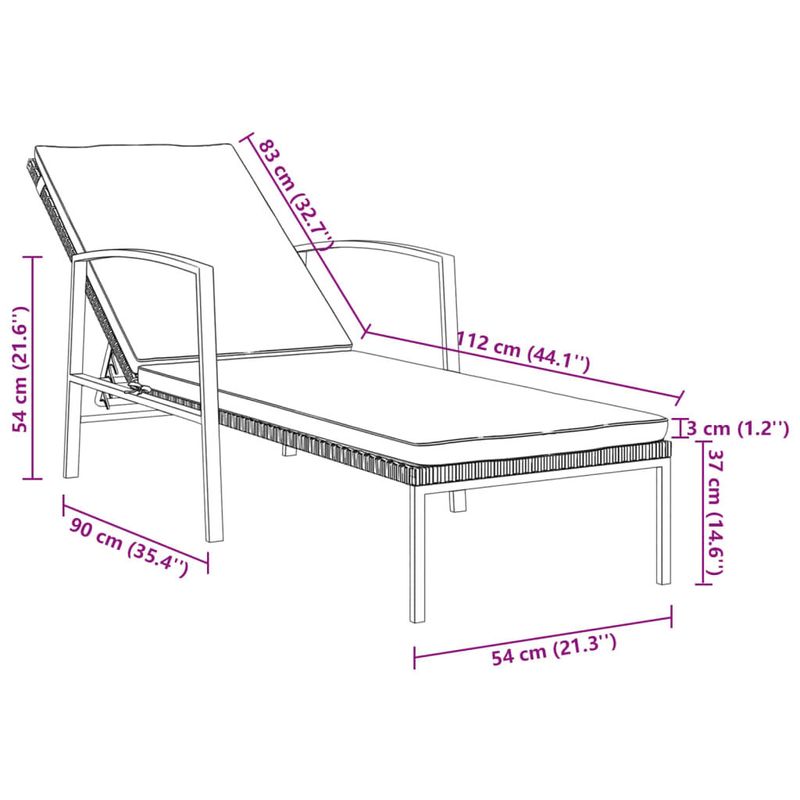 Lettini-Prendisole-2-pz-con-Tavolo-in-Polyrattan-Nero