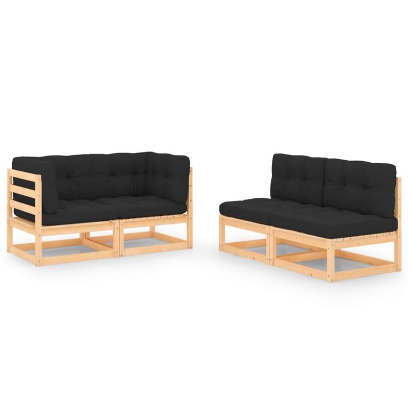vidaXL-Set-Divani-da-Giardino-4-pz-con-Cuscini-Legno-Massello-di-Pino