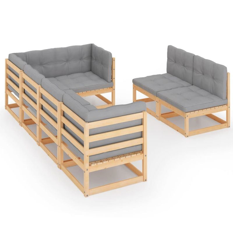 vidaXL-Set-Divani-da-Giardino-7-pz-con-Cuscini-Legno-Massello-di-Pino
