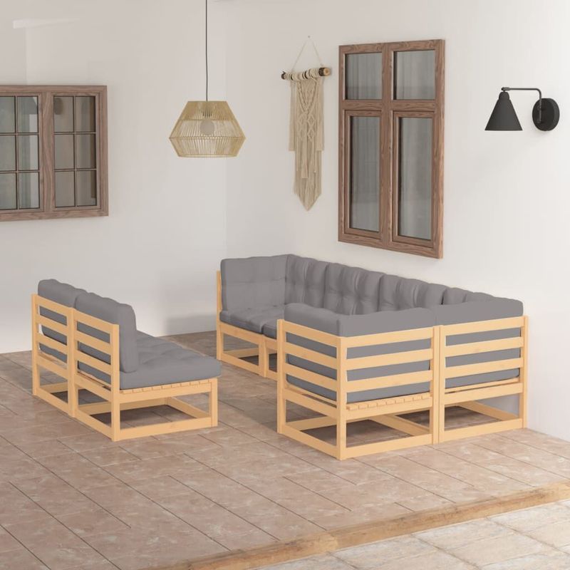 vidaXL-Set-Divani-da-Giardino-7-pz-con-Cuscini-Legno-Massello-di-Pino