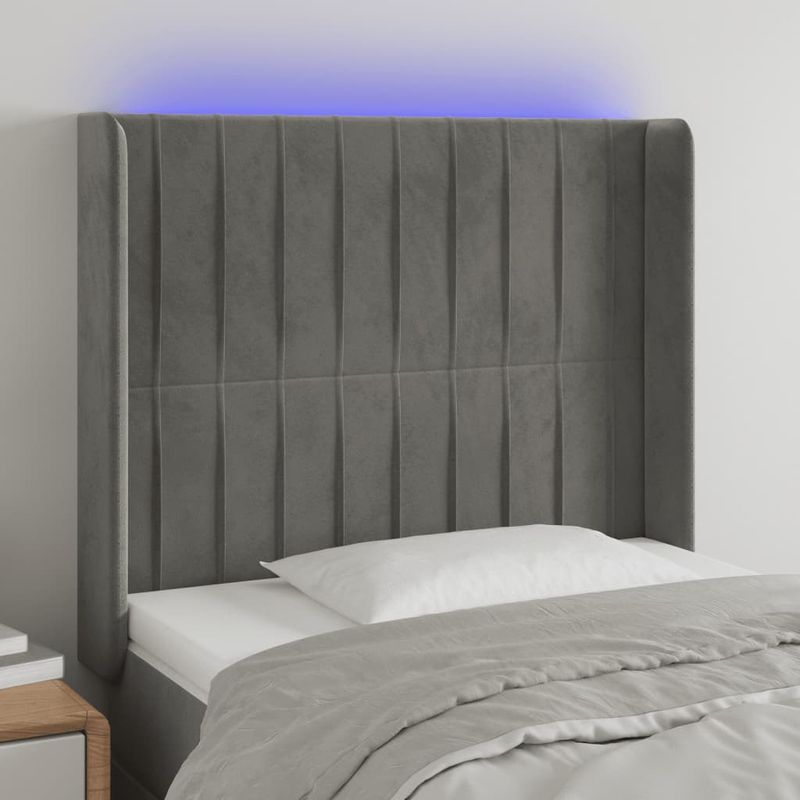 Testiera-a-LED-Grigio-Chiaro-163x16x78-88-cm-in-Velluto