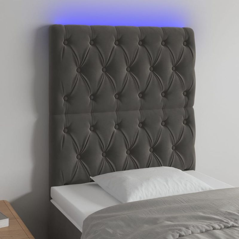 Testiera-a-LED-Grigio-Scuro-200x7x78-88-cm-in-Velluto