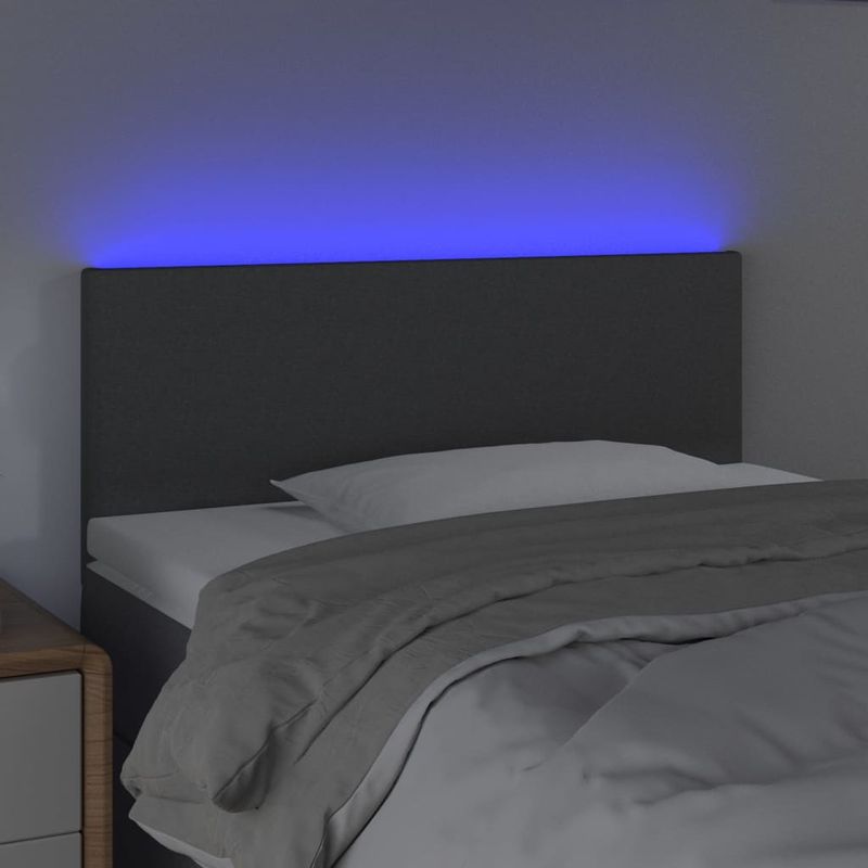 Testiera-a-LED-GrigioScuro-160x5x118-128cm-inTessuto
