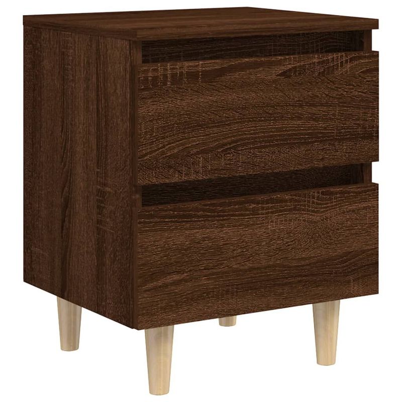 vidaXL-Comodino-con-Gambe-in-Legno-Massello-Rovere-Marrone-40x35x50cm