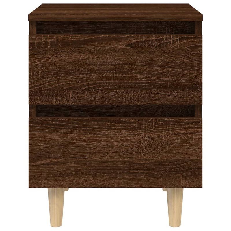 vidaXL-Comodino-con-Gambe-in-Legno-Massello-Rovere-Marrone-40x35x50cm